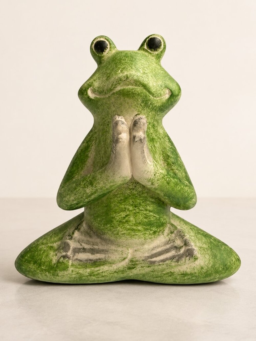 Michael Gentilucci Meditating Frog Statue Green Zen Yoga Garden Decor 6"